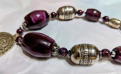 SILVER AMULET PENDANT NECKLACE VINTAGE STERLING Purple Silver color. Beadswith.