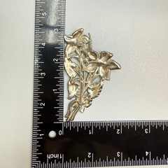 Large Vintage Pot Metal Brooch Silver Tone Rhinestone Floral 30s 40s Era READ
