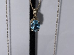 Vintage 10K Gold Blue Topaz Necklace And Matching Earrings So Pretty