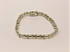 Vintage FAS 925 Sterling Silver Hearts and Kisses Bracelet 7″ 13.5g