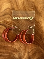 Vintage Copper Orange Hoop Earrings 14KT Wire Posts Retro Mod 1/2” Hoops NOS