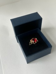 Vintage Red Cubic Zirconia Ring Gold Plated Womens Size 7.5