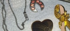 Vintage Lot Of 8 Brooches Pins Necklace Key Etc. 1 Avon And 1 Variety