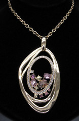 RJ GRAZIANO GOLD TONE CRYSTAL PENDANT STATEMENT LONG NECKLACE NIB