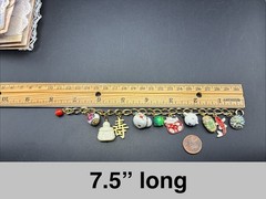 Vintage Custom Charm Bracelet + Vtg Charms: Faux Opal, Fish, Lucky Cat, MORE