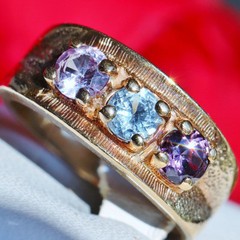 10k yellow gold 0.70ct lab-created multi gemstone size 5.5 mother’s ring 4.36gr