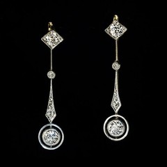 Art Deco Lab Created Diamond Dangle & Drop Bridal Wedding 925 Silver Earrings