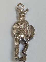 Sterling Silver ~ Viking Warrior Charm ~ Nordic ~ Nice AXE & SHIELD ~ VINTAGE