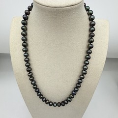 Vtg JTV Sterling Silver KTC Black Pearl Necklace Peacock 10,6mm 24” 85gr