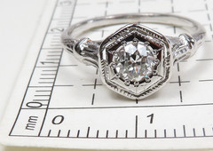 Antique Art Deco 1920’s Diamond Engagement Ring 18KW Size 6 UK-L1/2 EGL USA