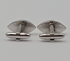 Vintage Speidel Silver Tone Eye Shaped Bullet Back Cufflinks