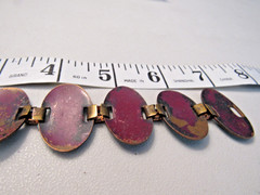 VINTAGE COPPER ENAMEL 1″ WIDE LINK BRACELET 7″ UNBRANDED DESIGNER