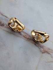Vintage Christian Dior Gold-Tone Knotted Rope Clip-On Earrings