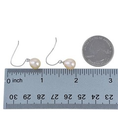 Vintage Sterling Silver 925 Teardrop Pink Pearl French Wire Dangle Earrings