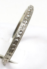Antique Art Deco Wedding Band 18K White Gold Ring Size 4.5 UK-I Width 1.77 MM