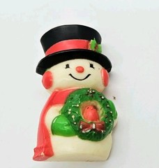 Frosty Snowman Brooch Wreath Bird Hallmark Holiday Christmas Pin Vintage 2.25 in