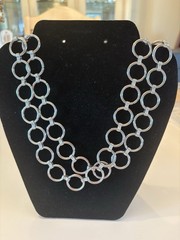 Vintage Long Silver Circle Necklace