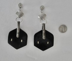 Pair of Antique Runway Bakelite Earrings Original Cape Clasps With Sterling Tops