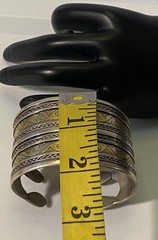 Turkmen Tekke Silver Gilt Wide Cuff Ethnic Tribal Ornate Adjustable Bracelet