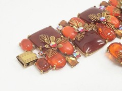 Selro Selini 1970s Orange Jelly Jewel AB Bracelet & Earrings Set Signed!