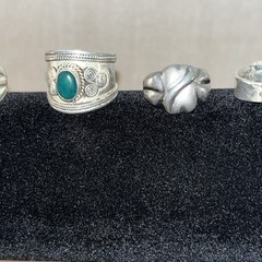 ❤️VTG LOT OF 6 STERLING RINGS FOLKLORE, MALACHITE ETC. 31g ‘READ DESCRIPTION’