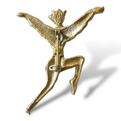 Gold Tone Dancer Brooch Mid Century Russian Ballet Ballerina Pin Vintage MCM