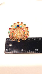 Vintage Peacock Brooch 14kt Gold with Gemstones
