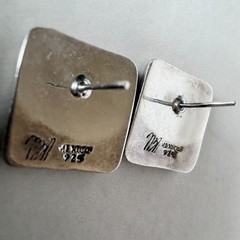 Vintage Mexican Sterling Silver Overlay Glyph Design Post Earrings – Signed