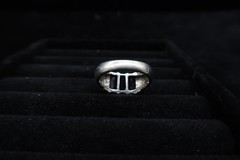 Vtg Two Tone Sterling Silver Gold & Black Onyx Baguette Ring Pranda Thailand