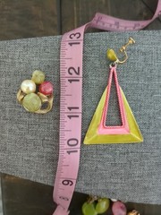 Vintage Earring Lot Pink and Green Clip Ons Screwback Lot of 4 Pairs Earrings