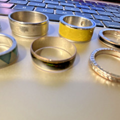 Mixed Lot Stainless Steel Rings Silver Yellow Green – 7 Pieces Unisex Adults