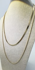 (2) Vintage Monet Gold Tone 23” & 30” Necklaces Herringbone 5mm