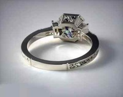 Art Deco 1.39Ct Round Lab Created Diamond 14K White Gold Finish Engagement Ring
