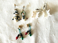 Vintage Christmas Jewelry Lot of 17 Pieces Earrings Pins Brooch Mixed Material