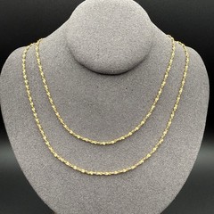 Vintage Gold Tone Twisted Singapore Chain Necklace Minimal Classic Diamond Cut