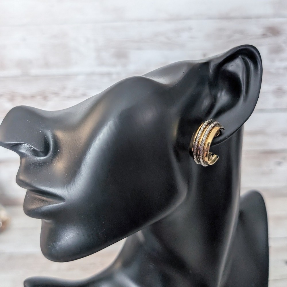 Vintage Earrings for Pierced Ears Gold/Silver Tone Hoops – Condition Issues