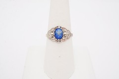 Vintage Sterling Silver 925 Faux Star Sapphire Ring Size 8