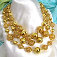 VTG Runway Luxe Multistrand GP Mesh Caged Bead MONET Weighty Necklace 170g