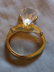 Vintage AJC Rhinestone Lucite Gold Tone Ring Brooch.