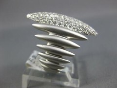 LARGE 1.13CT DIAMOND 18KT WHITE GOLD MATTE & SHINY ELONGATED MARQUISE SHAPE RING