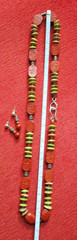 Vintage BEADED NECKLACE & EARRINGS Red Jasper & Unakite STERLING CLASP ~26.5″