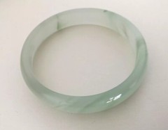 Natural Light Green Ice-Waxy Jadeite Bangle 38g 62mm.