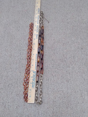 Vintage Faux Turtle Shell Necklace 28in Chain Link Gold Tone