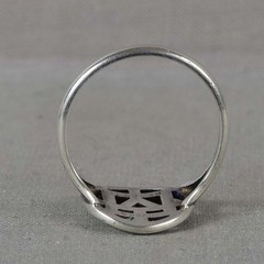 Vintage sterling silver & enamel RING ALCHEMY SYMBOLS Size 8.5