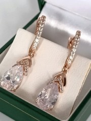 Vintage 1990-s 14 Ct Rolled Gold Zircons Earrings-Hallmarked 585 RG