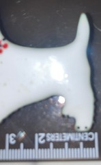 Vintage white enamel Scotty dog Red collar Westy Art Deco vintage pin.