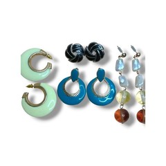 Vintage Pierced Post Earrings Enamel Lucite Various Eras Wearable Condition