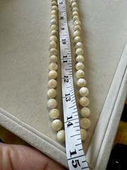 Vintage Hand Knotted Mother of Pearl Bead Necklace 30 Inch Long Strand MOP Shell
