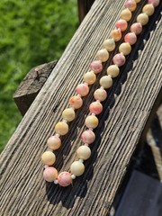 Vintage Lucite Marbled Pastel Necklace Beaded Spring Easter Pink Cream Blue