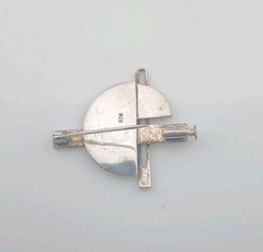 Vintage Sterling Marcasite Modernist Brooch Brutalist Geometric Abstract Pin